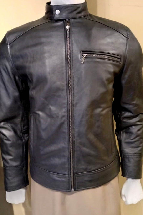 Cnari Pure Cow Black Leather Jacket