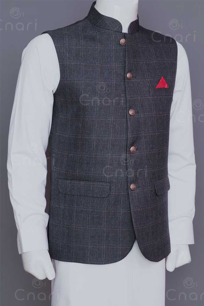 Grey Check Men Waistcoat