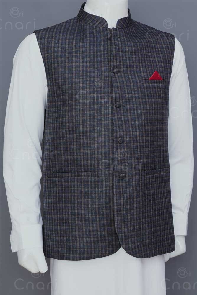 Premium Check Fabric Men Waistcoat