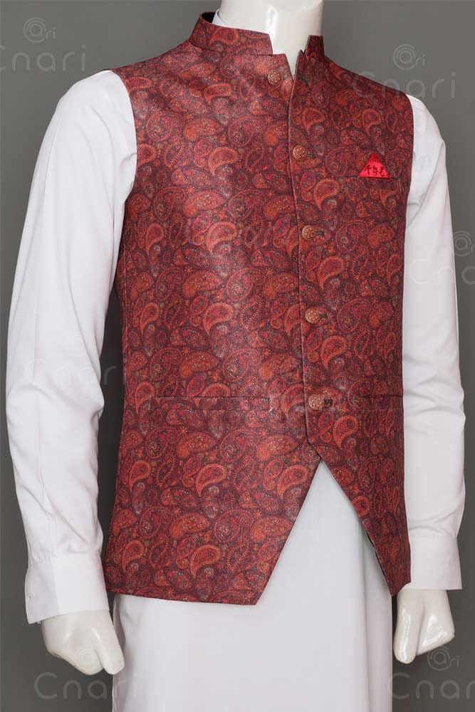 Maroom Jamawar Men Waistcoat