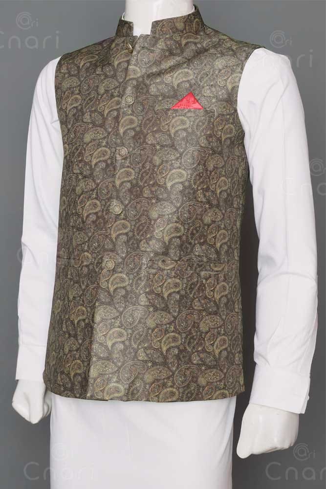 Jamawar Gold Dust Men Waistcoat