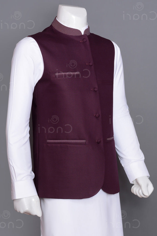 Prince Cut Plum Men Waistcoat