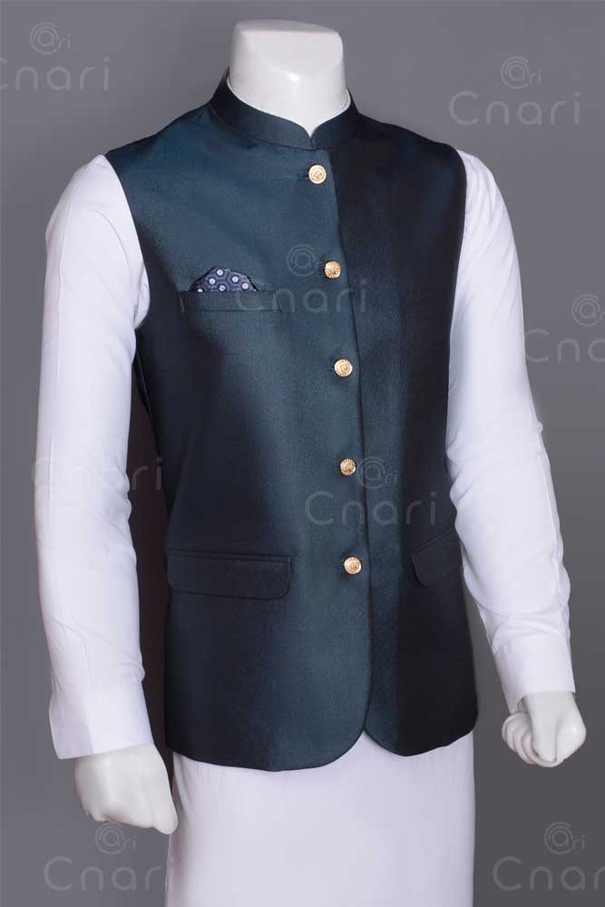 Navy Textured Men Waistcoat