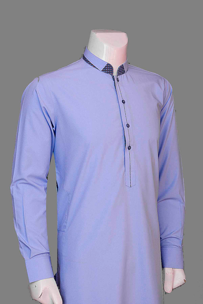 Cotton Kameez Shalwar with Sherwani Collor