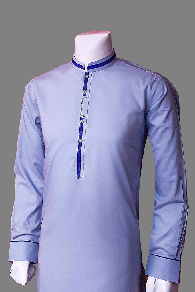 Cotton Kameez Shalwar with Sherwani Collor